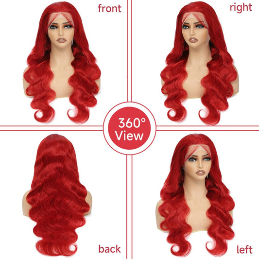 red lace front wigs human hair