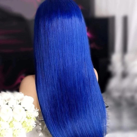 Blue Silky Straight Colored 13x4 Lace Front Wigs