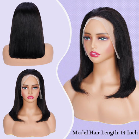 13x4 straight bob lace front wigs human hair material